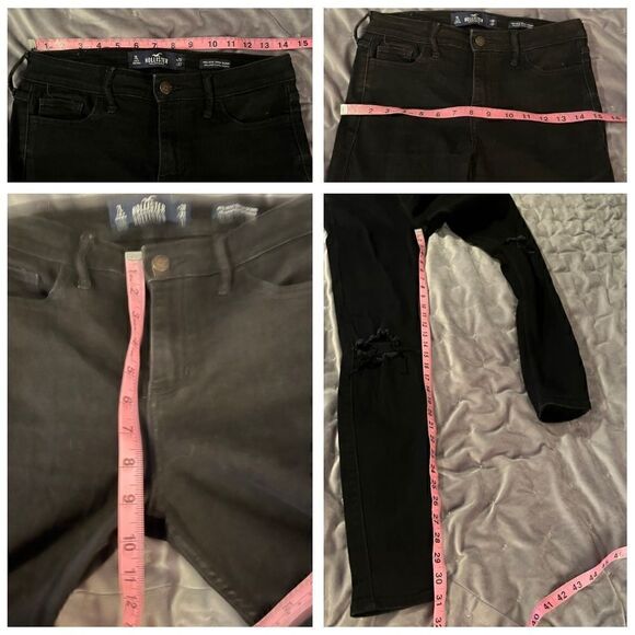 Hollister Distressed Mid Rise Super Skinny Classic Stretch Black 7 Long W 28 - Picture 10 of 10